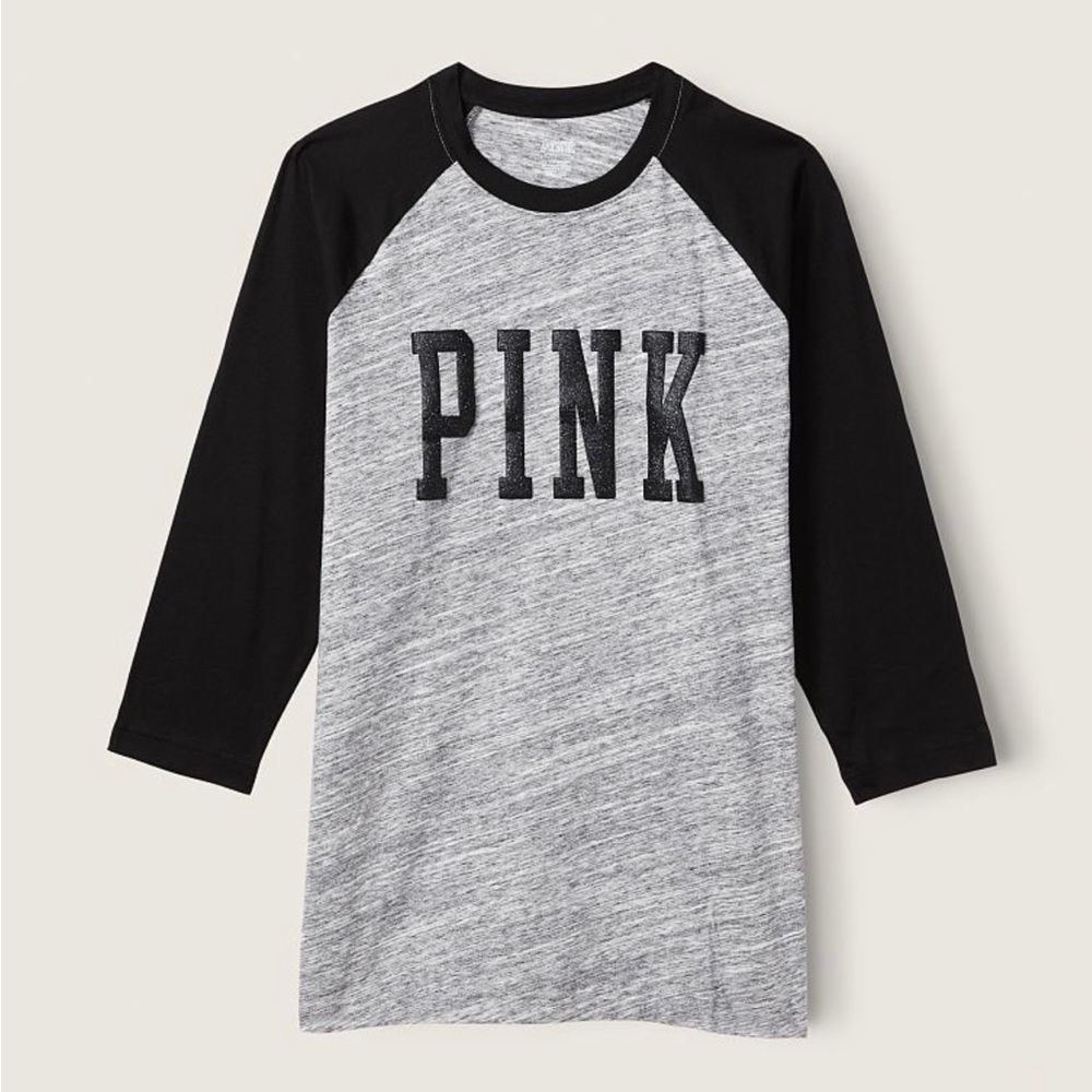 PINK Victoria’s Secret 3/4 sleeve campus baseball t-shirt NWT